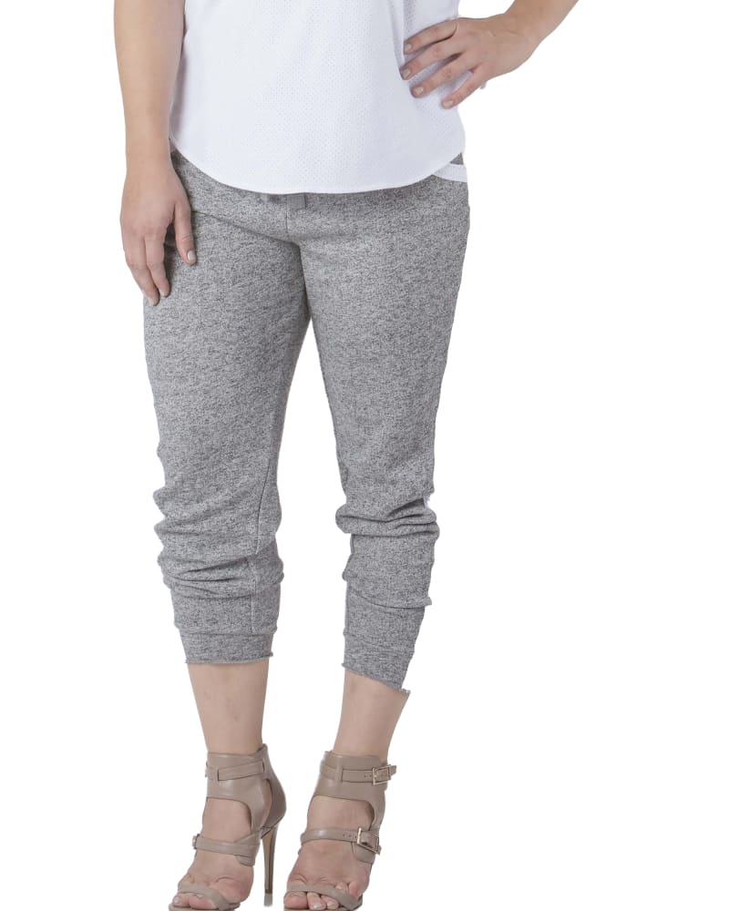 Front of a model wearing a size 1X Alice Contrast Panel Jogger Pants in CHARWHITE by Standards & Practices. | dia_product_style_image_id:239192